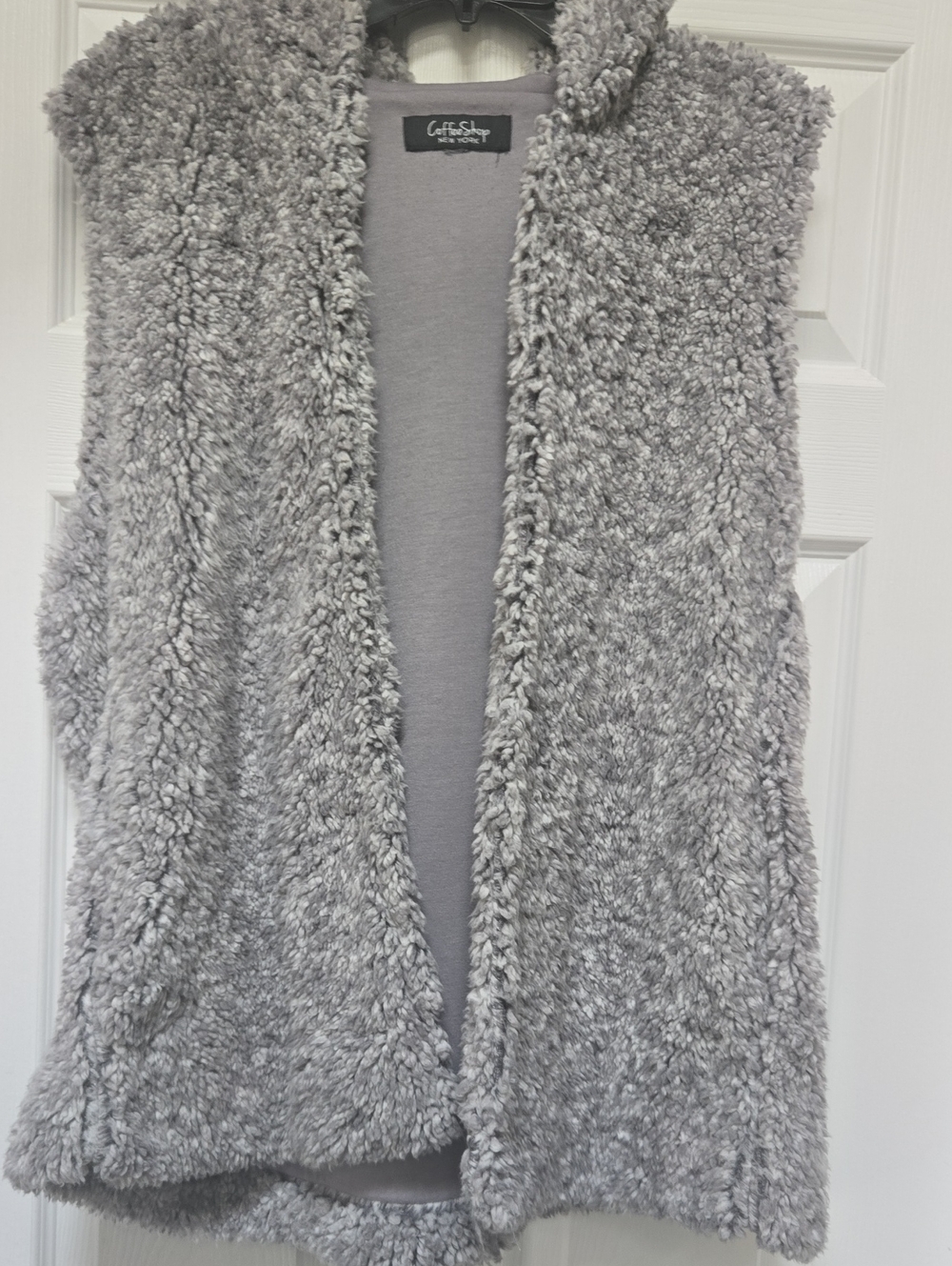 Cuddly Grey Faux-Sherpa Vest by COFFEE SHOP NEW YORK